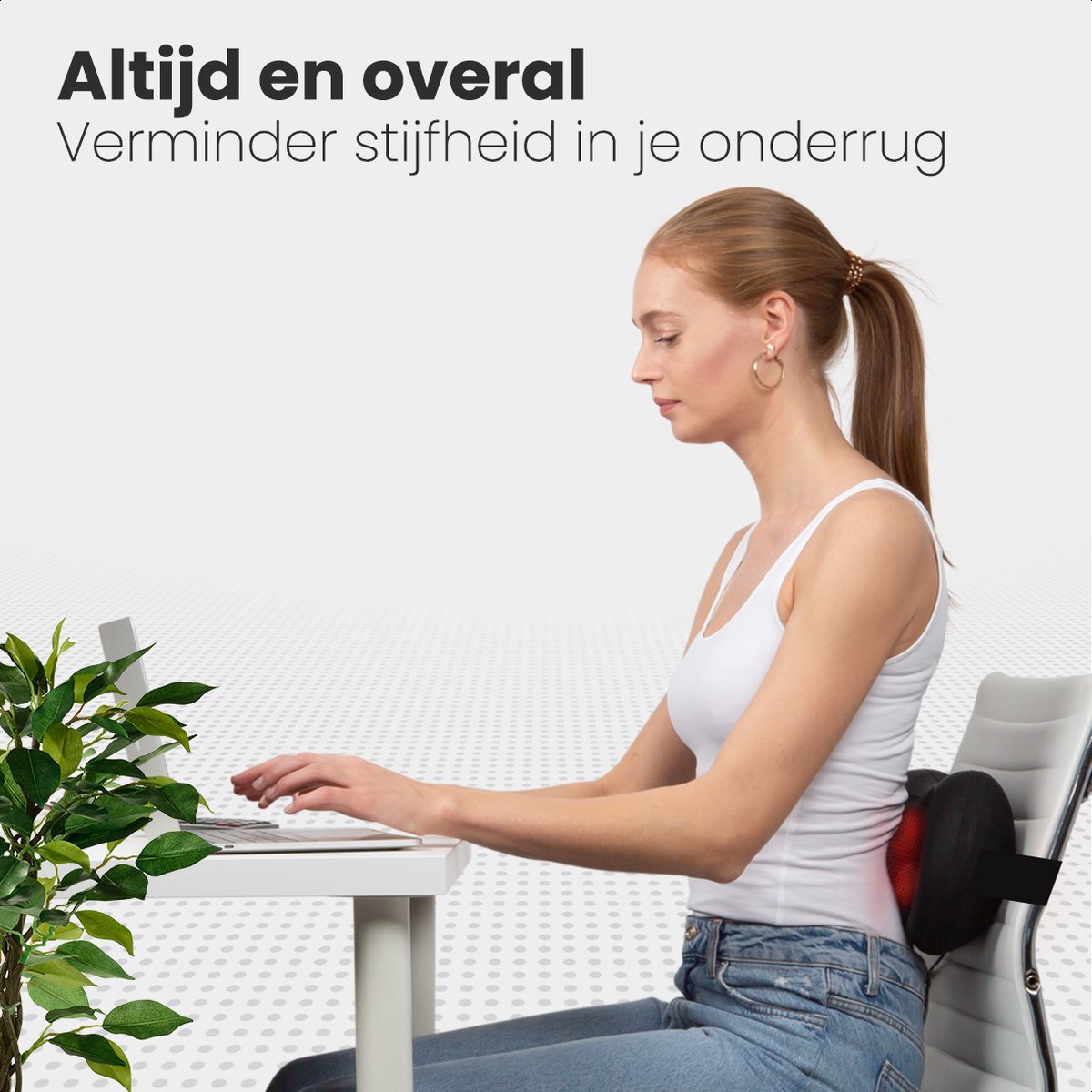 Afbeelding 3 van Auronic Draadloos Shiatsu Massage kussen - Elektrisch Nek en Rug Massage Apparaat - Warmte Functie - Zwart
