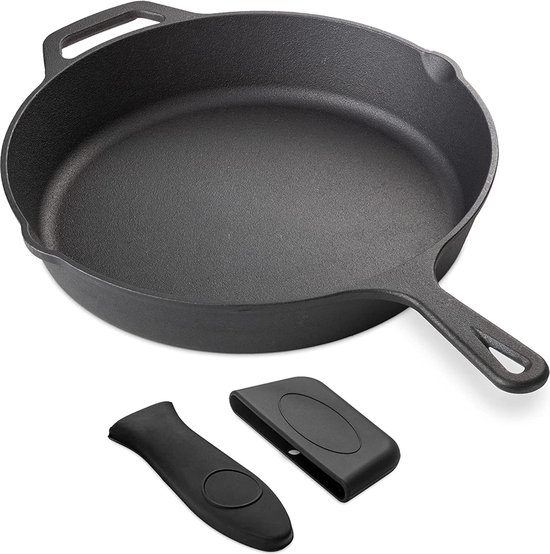KRUSTENZAUBER Koekenpan 24 Cm Inclusief Glazen Deksel - Gietijzeren Pan Hapjespan Voor Gas Inductie Elektrisch Fornuis