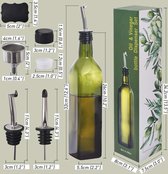 Olijfolie fles, 500 ml glazen olie & azijn cruet met schenken + trechter, olijfolie dispenser cruets, karaf voor keuken - groen
