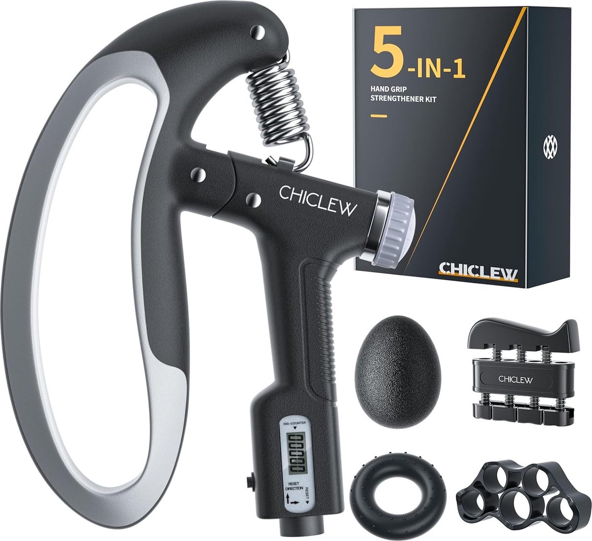 Handtrainer, vingertrainer, onderarmtrainer, instelbare weerstand, 10-130 lbs, professionele grijpkrachttrainer, vingerhalter voor fitness, atleten, klimmers, muzikanten, krachttraining