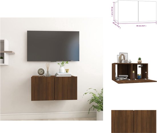 vidaXL Hangend Tv-meubel - Moderne Stijl - Praktisch Materiaal - 60x30x30cm - Bruineiken - Kast