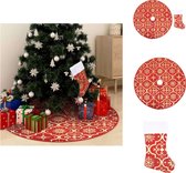 vidaXL Jupe de sapin de Noël - Rouge - 90 cm - Avec motif de neige - Comprend une chaussette de Noël - Jupe de sapin de Noël