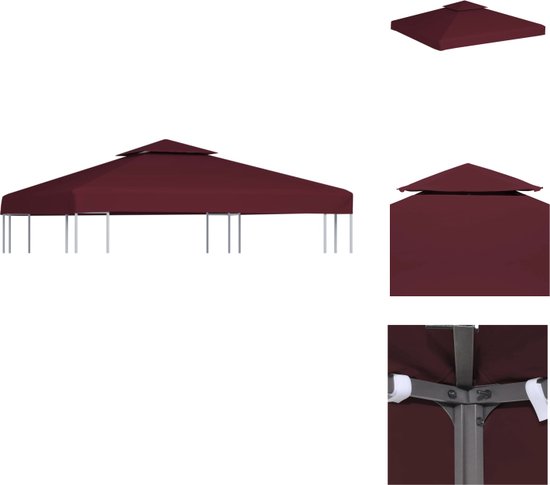 vidaXL Vervangende Prieeldak - 3x3m - Waterbestendig - Versterkte Hoeken - Bordeaux - Partytent