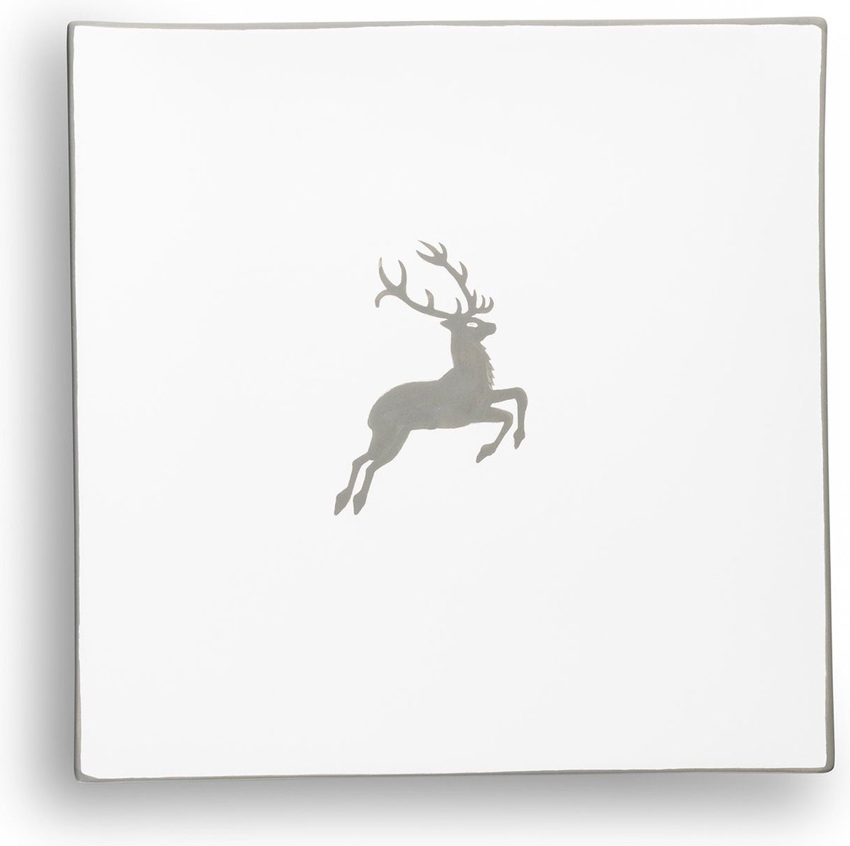 Handgemaakt Vierkant bord schaal 26 x 26 cm - Grijs hert - Hirsch - Gmundner Keramik