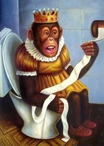 Denza - Diamond painting aap op toilet wc 40 x 50 cm volledige bedrukking ronde steentjes direct leverbaar