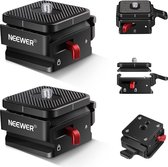 471 Neewer® c - Snelwisselplaat 2 x Compatibel met Arca Swiss Camera Mount Adapter met 1/4 Inch en 3/8 Inch Schroefdraad Snelwisselsysteem voor Statief, Monopod, Stabilisator, Slider - Maximale Belasting 5kg (QRP-1)
