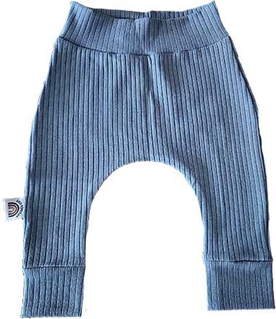 Pantalon Big Rib Blauw - Blauw - Little Adventure - Taille 74/80 - Label de qualité GOTS