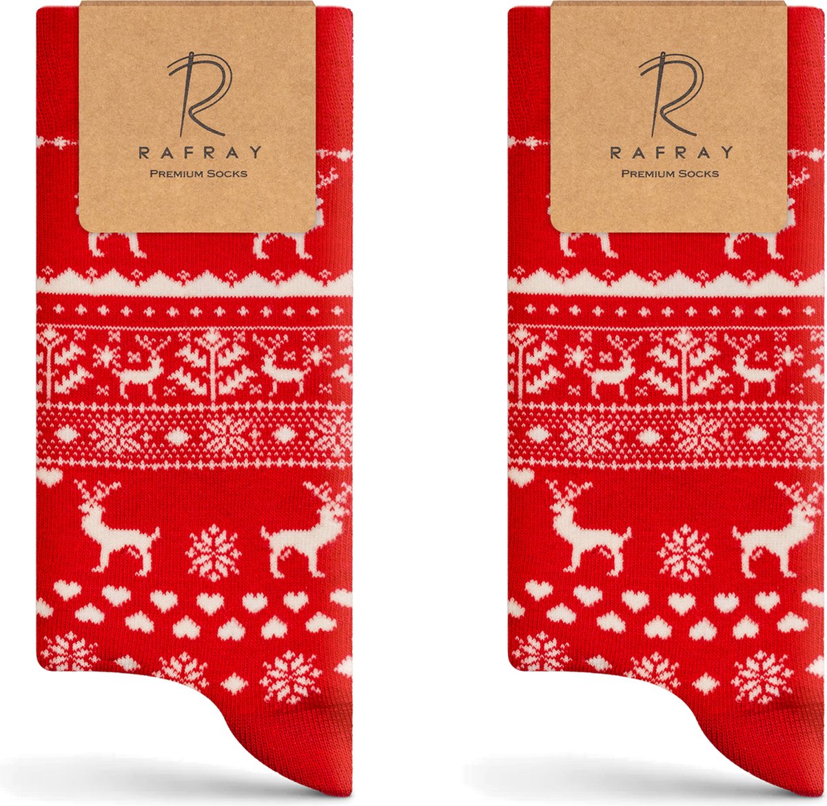 Rafray Socks - Kerstmis Sokken Gift box - Christmas Red Deer Socks - Premium Katoen - 2 paar - Maat 40-44