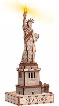 M. Playwood Statue de la Liberty à New York (éco-lumière) - Puzzle 3D en bois - Kit de construction en bois - DIY - Artisanat - Miniature - 171 pièces
