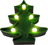 Sapin de Noël avec lumières LED - 12 x 10 cm - Vert - Batterie incluse - Lampe de Noël