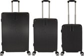 SB Travelbags 3 delige bagage kofferset 4 dubbele wielen trolley - Zwart - 75cm/65cm/55cm