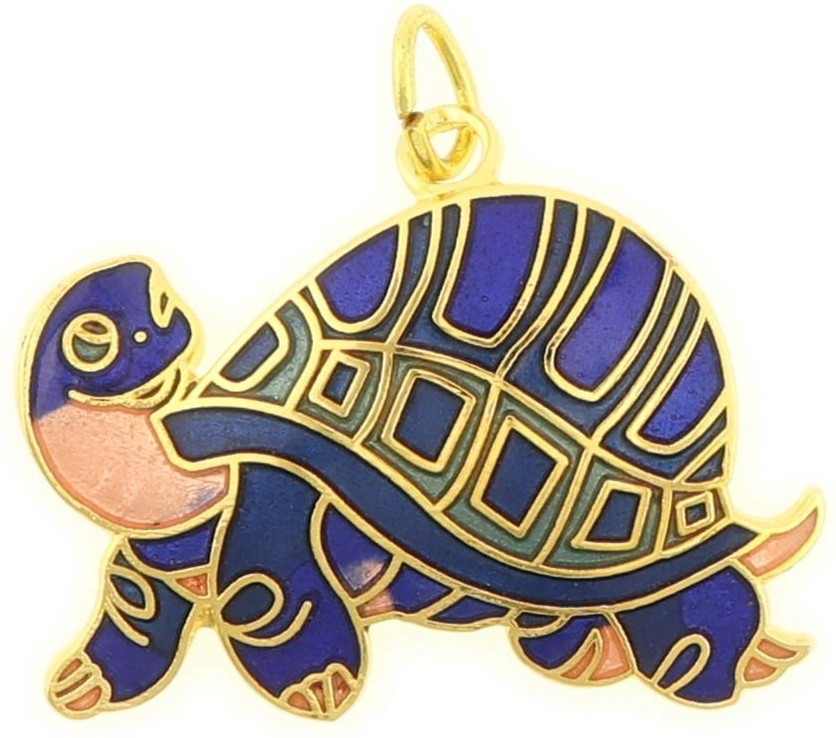 Behave - Hanger schildpad blauw emaille goudkleur - symbolisch talisman