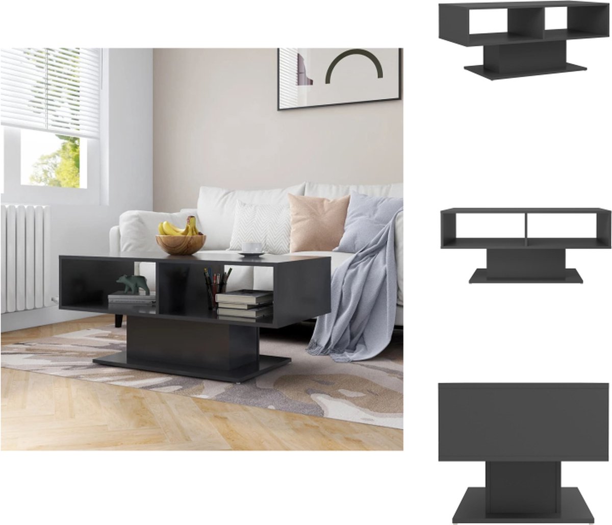 VidaXL Bijzettafel Grijs Spaanplaat 103.5 x 50 x 44.5 cm (L x B x H) Opslagschap Tafel