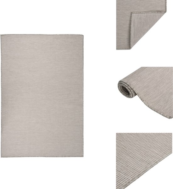 vidaXL Vloerkleed - Platgeweven - Polypropyleen - 120x170cm - Taupe - Vloerkleed