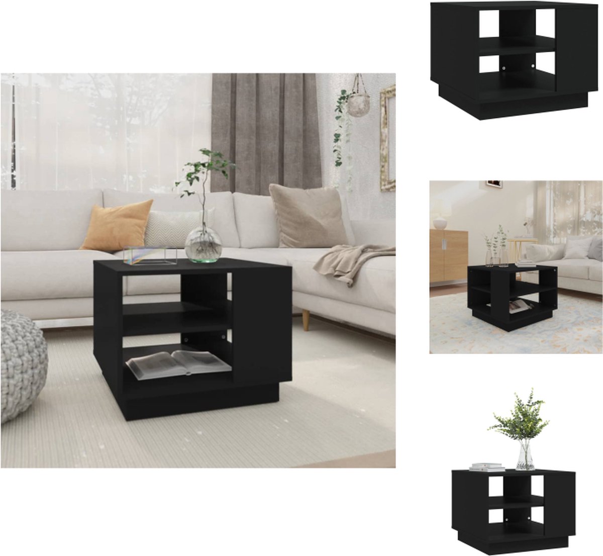 VidaXL Salontafel Banktafel Spaanplaat 55x55x43 cm Zwart Tafel