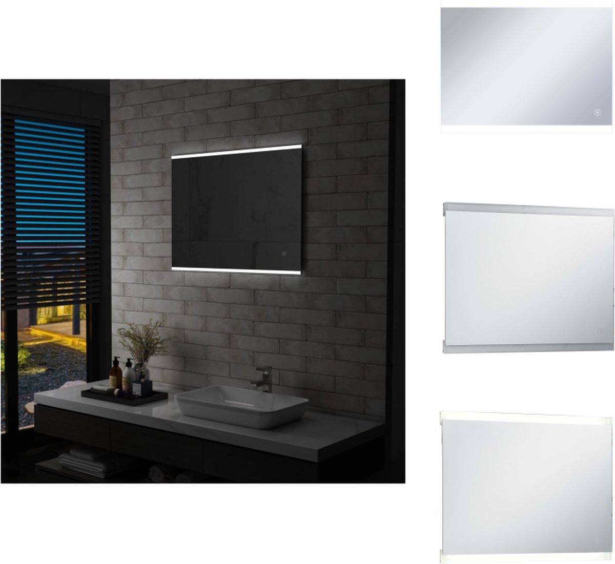 VidaXL LED Badkamerspiegel 80 x 60 cm zilver IP44 Spiegel