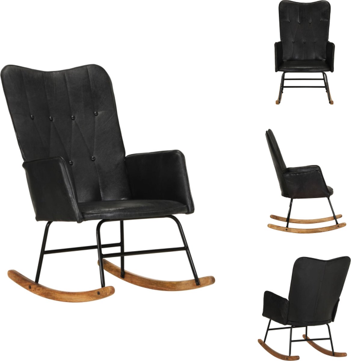 VidaXL Schommelstoel Gestoffeerd 56 x 74 x 93 cm Echt leer Schommelstoel