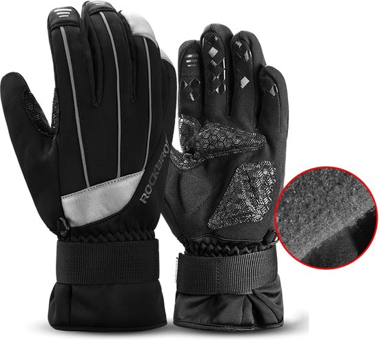 DrPhone ROCKBROS Soft – Warme Winter Handschoenen – Waterdichte Handschoenen – Met Touchscreen - Geschikt Voor Motorrijden/Fietsen – Volledige Grip – Maat XL