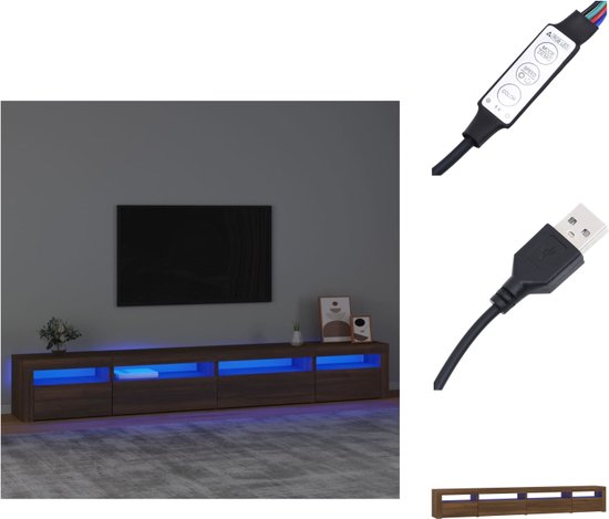 vidaXL TV-meubel - LED-verlichting - bruineiken - 270 x 35 x 40 cm - bewerkt hout - Kast