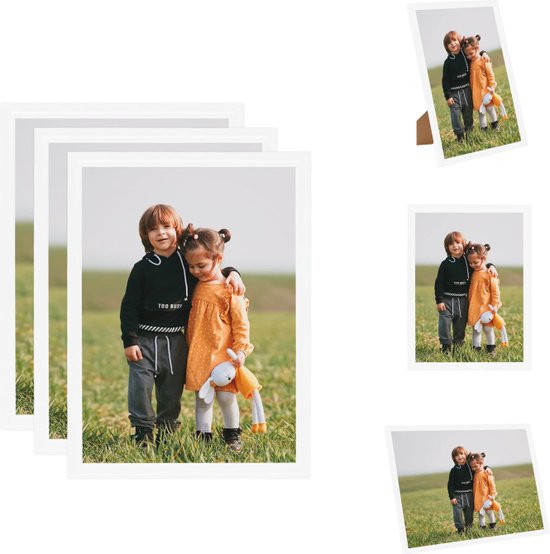 vidaXL Fotolijsten - 70 x 90 cm - wit - MDF en PS - set van 3 - Fotolijst