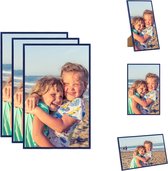 vidaXL Fotolijsten - 13 x 18 cm - Blauw PVC - MDF en PS - Set van 3 - Fotolijst