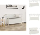 vidaXL Bank White s - Bench - 107 x 45 x 75.5 cm - Solid Pine Wood - Storage - Backrest and Armrests - Easy Assembly - Hocker