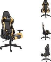 vidaXL Gamingstoel - Luxe - Hoge rugleuning - Ergonomische zitting - Verstelbaar - Wieltjes - Goud en zwart - Metaal/PVC - 68x69x(123-133)cm - Bureaustoel