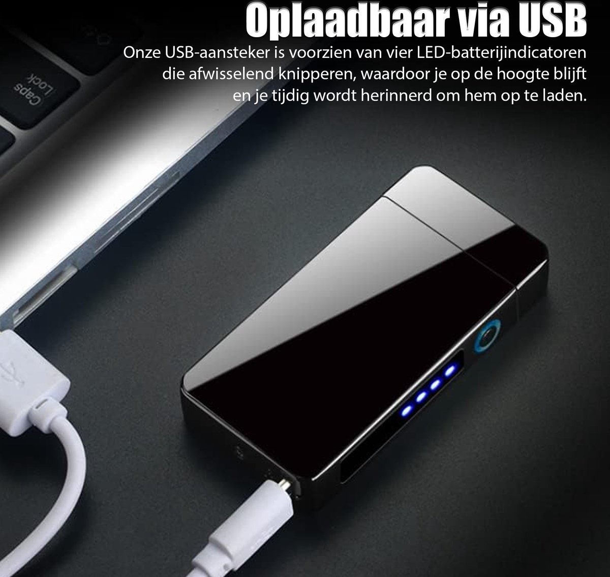 TIKIUKI Elektrische aansteker, oplaadbaar, USB, plasma winddicht, met