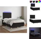 vidaXL Boxspring Zwart - 203 x 120 x 118/128 cm - Verstelbaar hoofdbord - LED-verlichting - pocketvering matras - huidvriendelijk topmatras - Bed