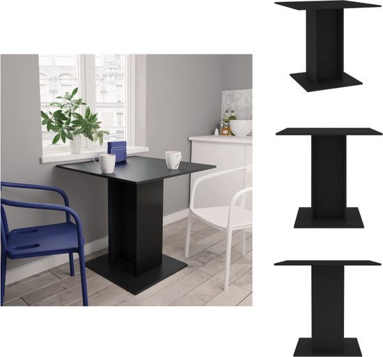 vidaXL Eetkamertafel - zwart - spaanplaat - 80 x 80 x 75 cm - stabiel en duurzaam - Tafel