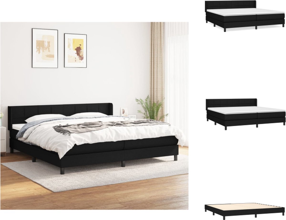 VidaXL Boxspringbed Comfort Bed Matras en Topmatras 203 x 203 x 78 88 cm Zwart Stof (100% polyester) Bed