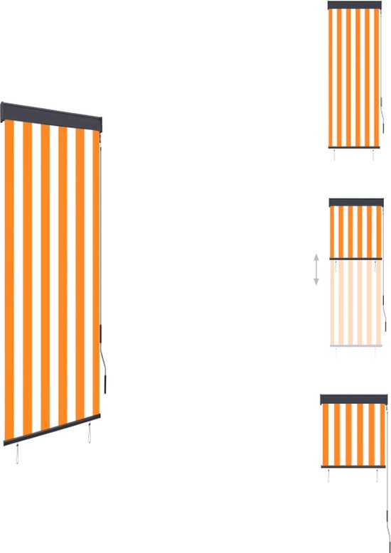 vidaXL Tuinrolgordijn - Balkon/Tuin/Terras - 60x250 cm - 100% polyester - UV/hitteblokkerend - Wit/Oranje - Jaloezie