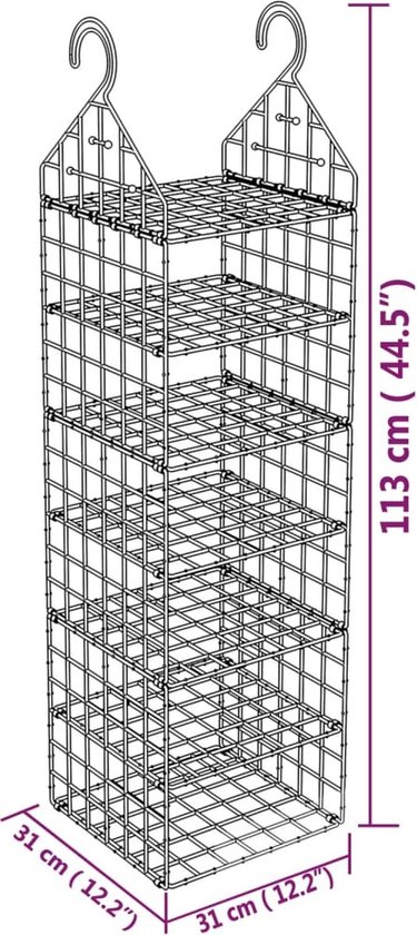vidaXL Organisateur de placard suspendu - Organisateurs de placard suspendus - Organisateur de placard - Rangement de placard - Organisateurs de placard suspendus 2 pièces avec 7 étagères
