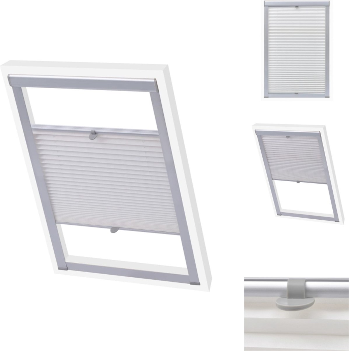 VidaXL Rolgordijn voor Velux raamsystemen Geplooid ontwerp Hoogwaardige polyester stof UV-bestendig Wit C02 code Jaloezie