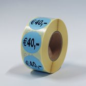 “€40" Prijs Stickers op rol 35mm blauw - 1000ex.