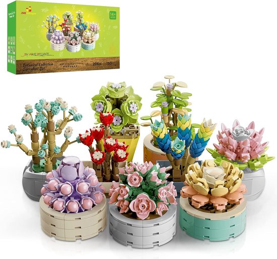 Bonsai Succulent Building Blocks 20104, Flower Clamping Blocks, Bonsai Tree Set, Aesthetic Room Decor, Botanical Collection for Adults, Gifts for Women