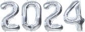 Folie Ballon Cijfer 2024 Oud En Nieuw Versiering Nieuw Jaar Feest Artikelen Happy New Year Decoratie Zilver - 36 Cm