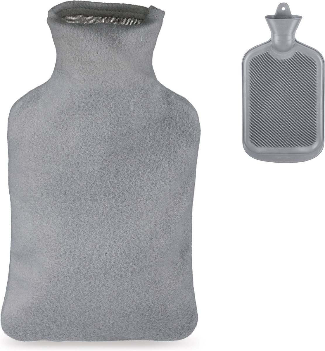 Goedkoopste warm water kruik - met hoes - 2 l - bedkruik - met ribbels - grijs
