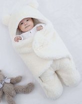 Couverture Bébé BabyPro© - Style Teddy - Wit - Nouveau-né - 65x55cm - 750 Grammes - Fibre de Katoen/ polyester - Cadeau de maternité - Baby shower - Couverture d'emmaillotage - Vêtements de bébé - Astuce cadeau