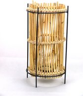Theelichthouder rotan - windlicht bamboe 38 cm