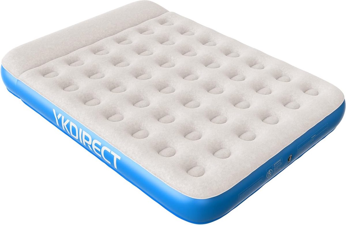 Tweepersoons luchtbed camping luchtmatras, luchtmatras voor 2 personen Pillow Top Design - 203 x 152 x 28 cm
