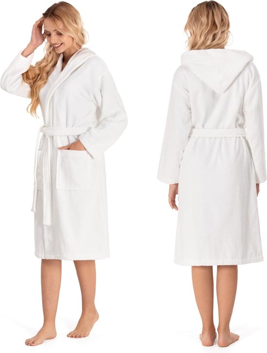 Badjas femme, 100% coton, certifié Oeko-Tex®, peignoir M avec