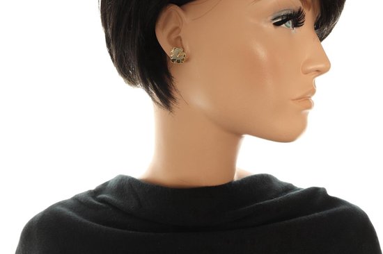 Behave Clips d'oreilles fleur couleur or gris noir émail 1 cm