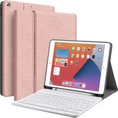 Hoes geschikt voor iPad 2018 met Toetsenbord Rosegoud - Hoes geschikt voor iPad 2017 hoes - Hoes geschikt voor iPad 6e Generatie hoes QWERTY Keyboard met Bluetooth