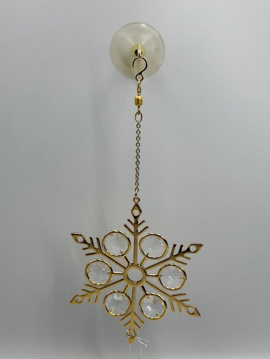 24-karaats goud verguld sneeuw vlok met zuigmap versierd met Bohemia kristallen