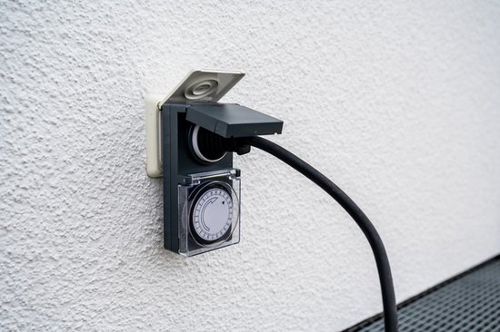 Brennenstuhl tijdschakelklok MZ 44, mechanisch stopcontact (dag-timer, IP44 beschermd, hogere contactbescharming & afdekking) Zwart