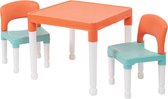 Kindertafel met 2 Stoelen - Groen Oranje - Wit - Tafel Hoogte 43cm - Zithoogte stoel 26cm