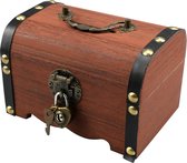 Vintage Wooden Treasure Chest Small Wooden Treasure Chest with Lock and Key Pirate Treasure Chest Gift Box with Lid for Wedding/Birthday/Storage/Decorating