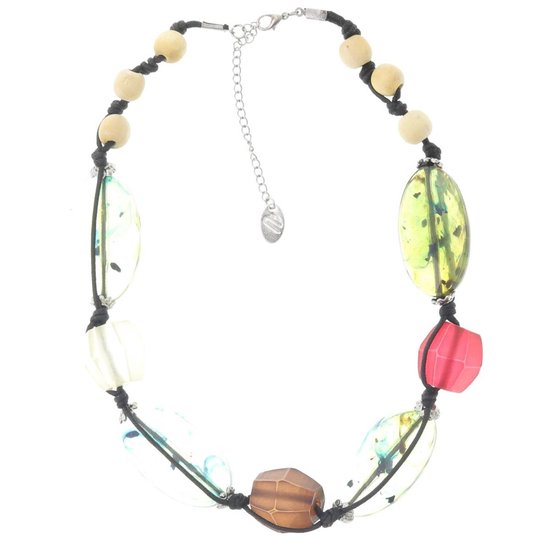 Collier Behave artistique - multi couleur - perles acryliques - 48 cm