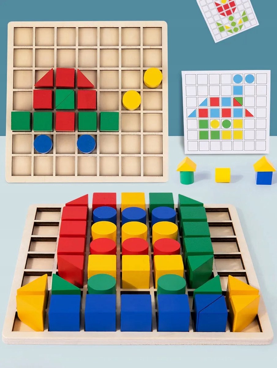 BOTC Houten Blokkenpuzzel - Hersenkraker Speelgoed - STEM Montessori Tangram Puzzel Intelligentie 3d Russisch Blokkenspel 366198